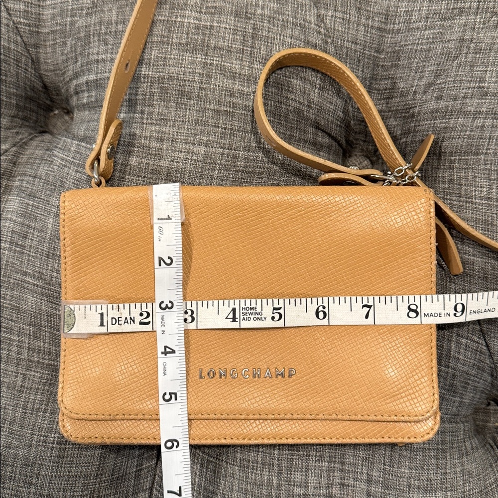 Longchamp Bag Tan Pressed Leather Wallet Crossbody Bag - Picture 11 of 17